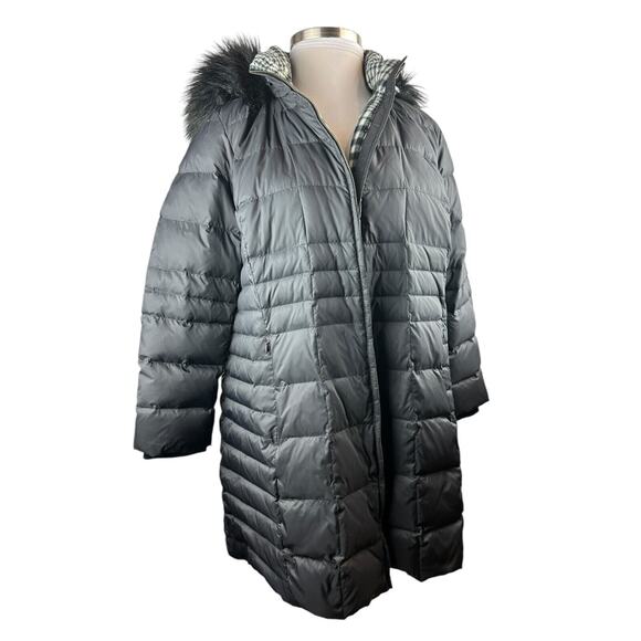 Talbots Faux Fur Hooded Down Puffer Coat Black Full Zip Plus Size 3XP 3X Petite - Picture 10 of 14